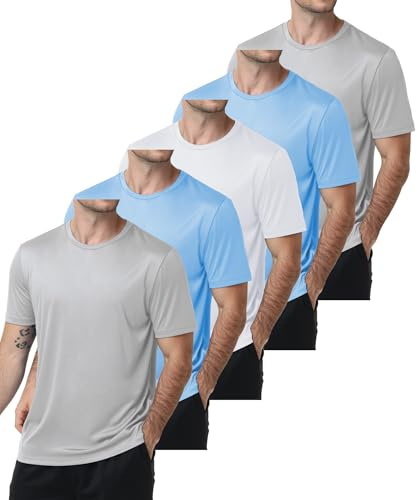 ZITY 5 Pack UPF 50+ Men's Short Sleeve Moisture Wicking Athletic T-Shirt Z05-M