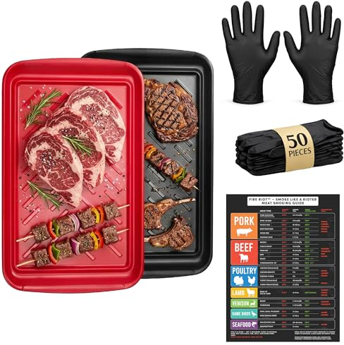 Juego de bandejas para barbacoa con guantes desechables