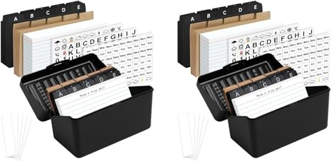 Akfldms 2Conjunto Titular de Tarjetas de Índice de 3 Pulgadas X 5 Pulgadas con Cerradura, Almacenamiento Organizador de Caja de Tarjetas de Índice Con, para Recetas Caseras