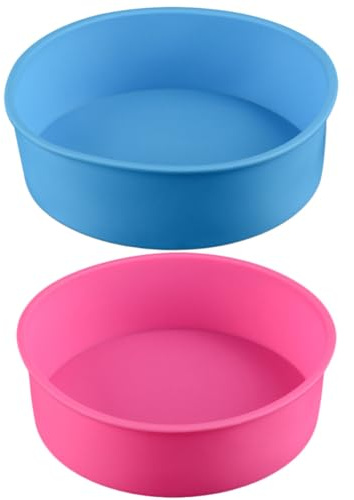 WESIEVYA Stampo Torta in Silicone Rotondo da 8 Pollici, Sicuro e Resistente, Set 2 Pezzi per Forno e Dolci Fatti in Casa Colore Casuale