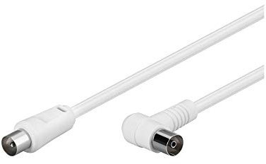 Goobay 67359 Cavetto Antenna Coax Ad Angolo Coassiale (80 dB), Schermatura Doppia, Bianco, 1.5m Lunghezza del Cavo