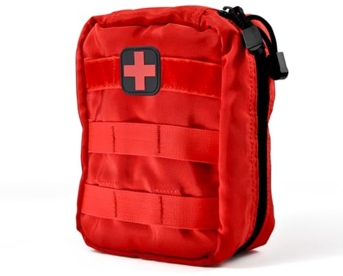 VGEBY1 Bolsa Médica de Primeros Auxilios, Profesional, Fácil de Transportar, Duradera, Kit de Primeros Auxilios para Camping, Senderismo, Viajes (Rojo)