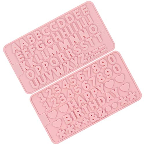 metagio 2 Stück Silikonform Buchstaben und Zahlen Fondant Schokoladen Formen Buchstaben A-Z&0-9 Silikonform Zahlen für Kinder Schokoladenform Geburtstagsparty Schmuckherstellung Anhänger