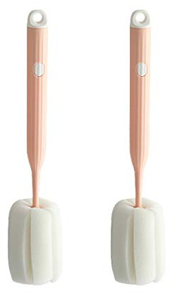 Bottle Soft Brush -2Pcs Sponge Bottle Brush Soft and Easy to Clean, Baby Bottle Sponge Brush Can Effectively Remove The Stain Residue On The Bottom of The Cup(Pink-Brush)