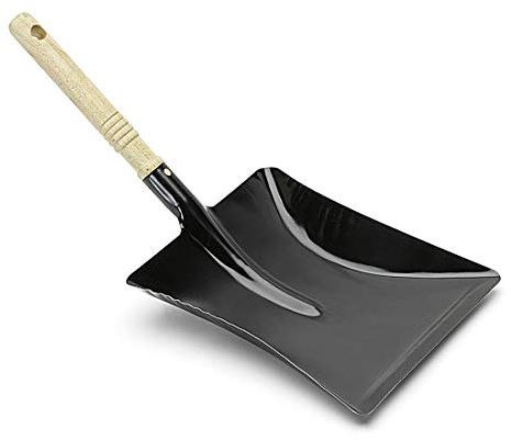 Agrarflora Kehrschaufel Metall 23x22cm - schwarz lackiert - Kehrblech mit Holzgriff - Handschaufel, Kaminschaufel, Kaminblech - zum Aufkehren von Schmutz und Staub - Made in Germany