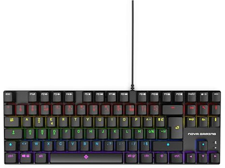 NOVA GAMING – SCULPTOR – Clavier Gaming Mécanique TKL Filaire USB – Clavier Gamer, rétroéclairage RGB, 84 touches dont 25 anti-ghosting, AZERTY Français – Compatible PC Gaming, Windows et Linux