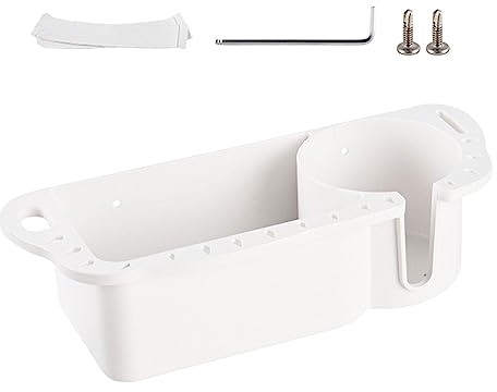 harayaa Boat Caddy Organizer Marine Storage Caddy Box Double Deep, Easy to Install,Durable,Fishing Parts Boat Cup Holder for Pontoon Fishing, White