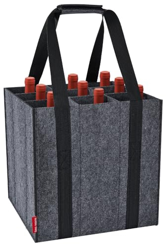 Eurhomewit Flaschenträger 9 Fächer Flaschentasche, Filz Flaschen Tasche Wiederverwendbar Männerhandtasche für Bierflaschen Weinflasche Getränketasche