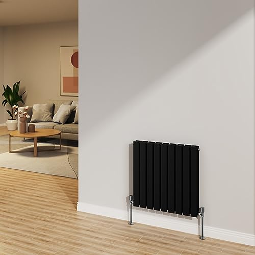NRG 600x612mm Nero Radiatore Orizzontale Pannello Piatto Bagno Designer Doppio Rad Riscaldamento Centralizzato