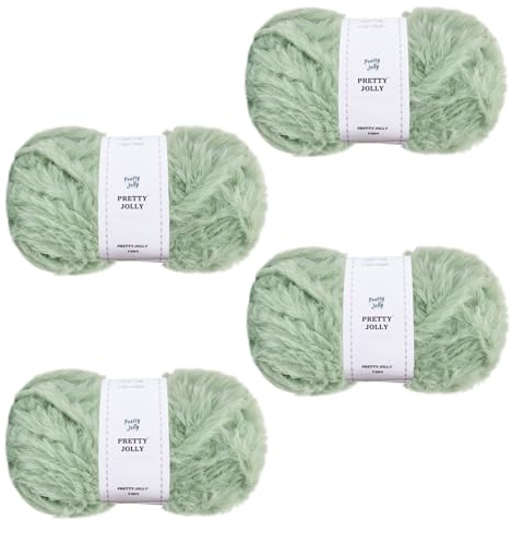 Pretty Jolly 4 Bollar Fuskpäls Supermjukt Tjockt Fluffigt Garn för Virkning Stickning Ögonfransgarn Polyester Vågor