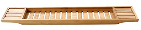 IUokLU Vassoio per Vasca da Bagno Mensola per Vasca da Bagno Scaffale per Ponte da Bagno Caddy Vassoio per Vasca da Bagno Vassoio per Vasca da Bagno Asciugamano Libro Porta Vino Organizer Vassoio