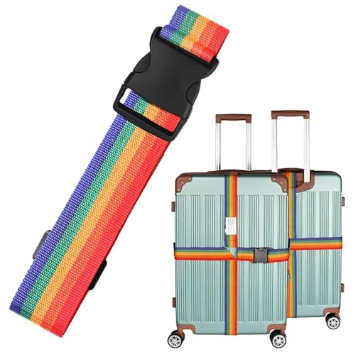 DmDoyy Sangle Valise Voyage Sécurisée, Ceinture De Fixation Renforcée En Nylon Durable Pour Protéger Valises De Soute, Bandes Croisées Antidérapantes Avec Fermoir Robuste(farbig)