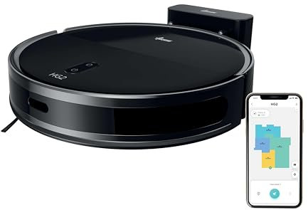 Hoover HG2 Robot Aspirapolvere e Lavapavimenti Hydro, Ultra-Sottile – Potente Aspirazione da 5000Pa, Pulizia sotto i Mobili, Navigazione Laser, Fino a 160 Minuti di Autonomia, [HG2Z30H]