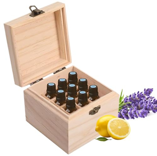 RoseFlower Caja de Almacenaje de Madera de Aceites Esenciales y Aromaterapia, 16 Botellas Aceite Contenedor Cubos de Almacenaje Organizadores para Perfumes, Fragancias, CosméTica, Joyas, Makeup