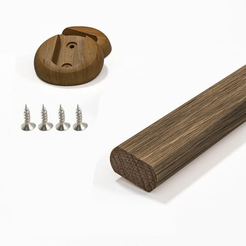 YDJIANCAI 1 pz Ovale Asta Barra di Legno per Guardaroba, Tubo Appendiabiti Asta per Armadio, Asta Appendiabiti da Armadio per la Camera da Letto (Size:40cm(15.7inch),Color:Noce Nero)