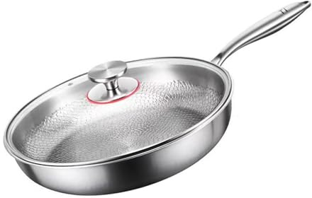 Ksikdeg Metallstekpanna med lock utan söm design för jämn matlagning perfekt för att vända ägg rör om steka familjemåltider metall stekpanna med lock