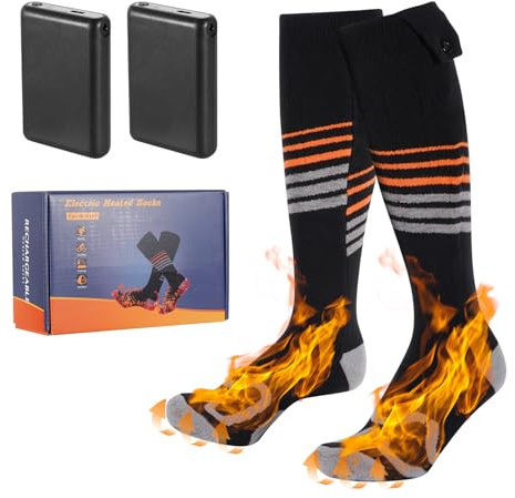 LAMA Calzini riscaldati elettrici, unisex, ricaricabili, riscaldabili, 6000 mAh, ricaricabili, calze termiche, calze termiche, calze invernali, per sci, escursionismo, attività all'aperto