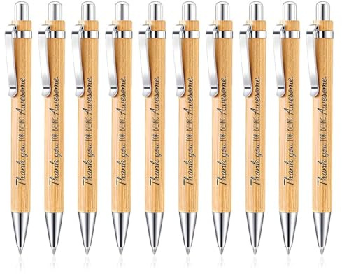 10 Pièces Stylos à Bille Inspirants, Stylo à Bille Stylo Merci pour Tout Stylo à Bille Gravé en Cadeau Stylo à Bille Rétractable en Bois Stylo Cadeau de Remerciement d'Adieu pour Professeur Collègue