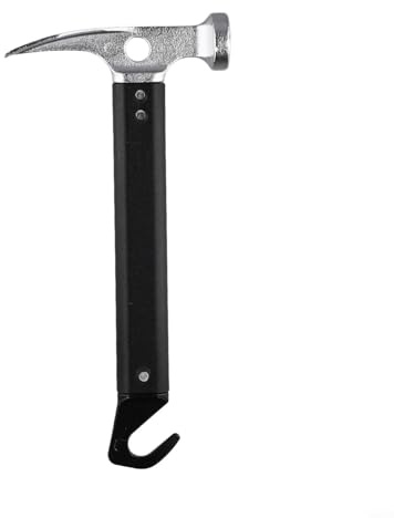 Gdfnmogo Marteau de tente multifonction en acier inoxydable avec extracteur de clou et décapsuleur pour camping en plein air, outil d'auvent à double tête avec anti-