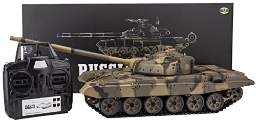 ENGINEMECH T90 RC pansarvagn 1:16 WW2 stridsvagn med ljud, rökeffekt, stridssystem, 320° rotation av tornet, 2,4 G militär stridsvagn, gåva för vuxna, militärälskare