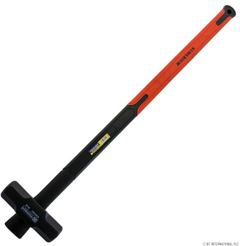 Sledge Hammer - Long Handle Grip with Fibreglass Rubber Shaft Heavy Duty DIY Hardware | Heavy Construction Building | Shock Absorbing Handle (7lb)