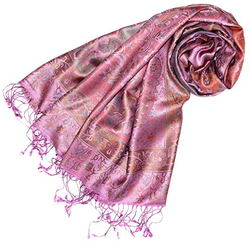 Lorenzo Cana Pashmina sjal växelduk jacquard vävd 100 % silke paisley-mönster sidenscarf sidenscarf pashmina flerfärgad 70 x 190 cm