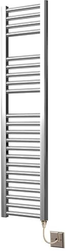 Greened House Extra High Heat Output Chrome Electric Flat Towel Rail 300mm W x 1200mm H Bathroom Radiator Heater Up to 26% More Heat Output (300 x 1200)