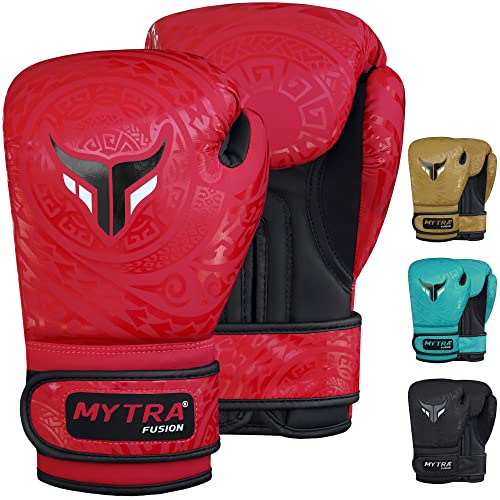 Mytra Fusion Guantoni da boxe per bambini per allenamento, kickboxing, sacco da boxe, Muay Thai, MMA, combattimento e combattimento, perfetti per ragazzi e ragazze (Red, 4-oz)
