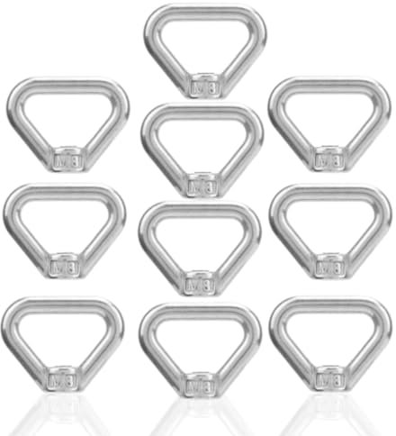 Agatige 10PCS Lifting Eye Threaded Nut, 304 Stainless Steel Triangle Shaped Ring Screw Fastener, M8 Female Thread Nut Threaded Fastener for Engineering Cranes, Electrical Equipment, Etc