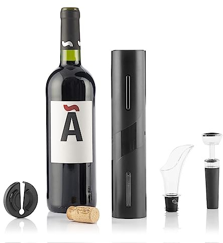 InnovaGoods® Elektrisk korkskruv med tillbehör för vin, elektrisk korkskruv inkluderar kapsylöppnare, luftare och vakuumkork, vinöppnare idealisk för din vinbar.