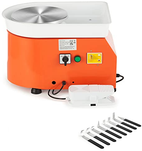 CREWORKS 350W Electric Pottery Wheel, 25cm Turntable Potter's Wheel for Kids Adults, Adjustable Speed Pottery Clay Shaping Machine with Foot Pedal Sculpting Tools, DIY Pottery Kit for Beginners & Pros