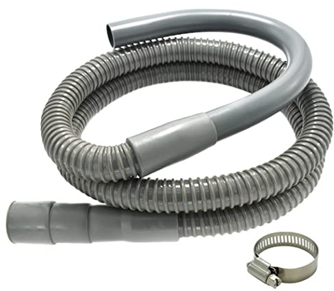 Universal Washing Machine Drain Hose - 6 Ft Discharge Hose with Long Hook - Corrugated and Flexible Washing Machine Hose Drain Replacement with Clamp