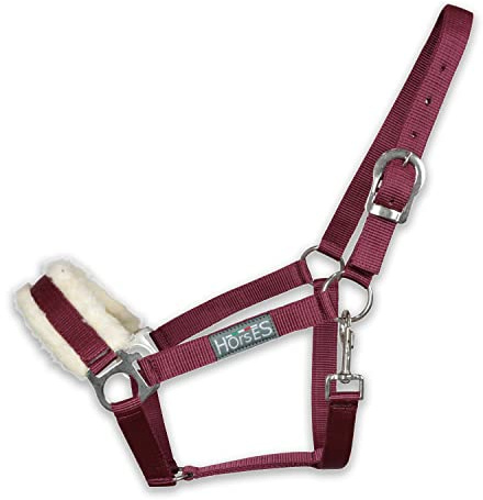 Horses, Licol Winry avec Fourrure, Licol Confortable, Utile pour Mener Le Cheval en Main ou l’Assurer Pendant Les Opérations de Pansage, de Transport ou pour Le Seller (Poney, Bordeaux)