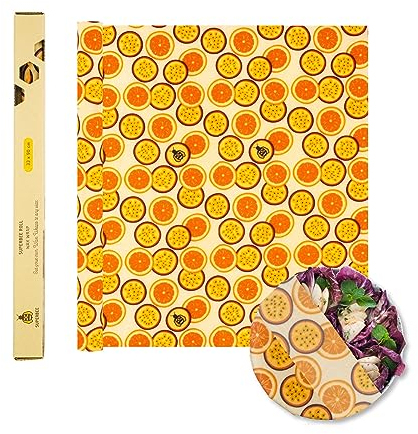 SUPERBEE Beeswax Wrap Roll, Reusable Beeswax Wraps for Food, Reusable Bees Paper for Wrapping Vegetables, Cheese, Bowl Covers and Sandwich Wrapping Paper, Roll XL - Passion