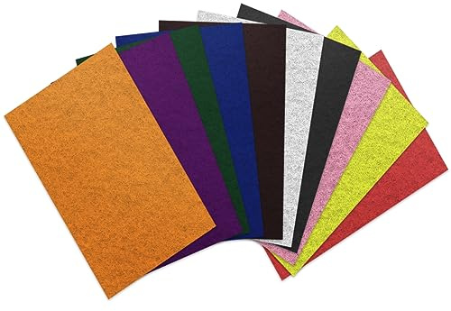 10 Piezas Hojas de Fieltro Tamaños 40x60cm de 1 mm de Espesor, Papel Fieltro de Color Surtido, Ideal para Manualidades, Proyectos Escolares y Decoración Artesanal (10 Colores, 40x60cm)