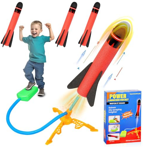 SUPRBIRD Raketen Spielzeug für Kinder mit 3 Schaumraketen,Outdoor Spielzeug ab 3-12 Jahre Junge,Kinderspielzeug Raketen Luftdruck Gartenspiele,Geschenke für Jungen Mädchen