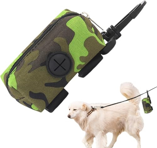 Distributeur Sac Crottes Chien en Tissu Oxford, Porte Sac Dejection Canine avec Mousqueton