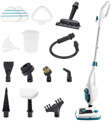 Di4 SteamClean Multi 12 ProMax Limpiador Vapor Multifunción 12 en 1, 1500W, Elimina 99,9% de Virus y Bacterias, Vaporeta Limpieza Hogar ECO sin Detergentes, Limpiador Tapiceria, Limpia Sofas