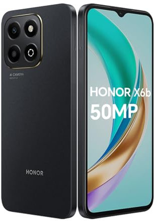 HONOR X6b 4G Smartphone 4GB 128GB, Cámara de 50MP, 5200mAh Batería, 6.56 90Hz TFTLCD, Android 14, Dual Sim, NFC, Negro