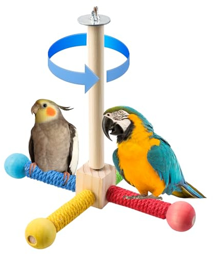Maxqzin Bird Stand Perch Toy, Wooden Perches for Parrots, Conures, Budgies, Cockatiels & More, Natural Wood, Perfect for Cage Top or Inside