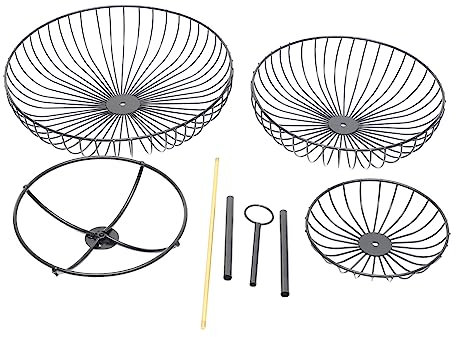 MAGICLULU Cesta De Frutas De 3 Niveles Negra De Hierro, Bandeja Para Almacenar y Servir Frutas y Aperitivos, Multifuncional Para Hogar, Oficina y Picnic, Soporte Resistente y Decorativo