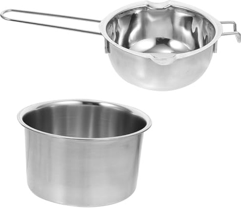 Healeved Cuenco de Acero Inoxidable para Derretir Chocolate y Dulces al Baño María, 600 Ml, Gancho Frontal para Uso en Cocina Profesional
