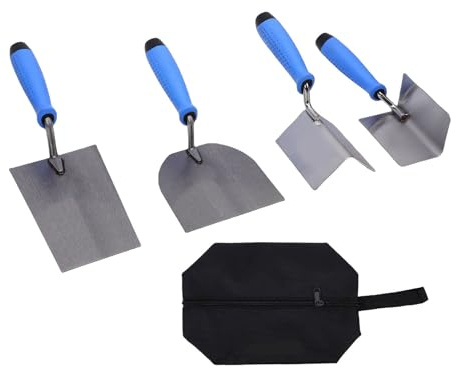 Spacnana Juego de 5 Paletas para Paneles de Yeso, Paletas de Esquina de Acero Inoxidable, Cuchillo de Esquina Exterior e Interior con de TPR, Herramientas de Acabado de Esquinas para