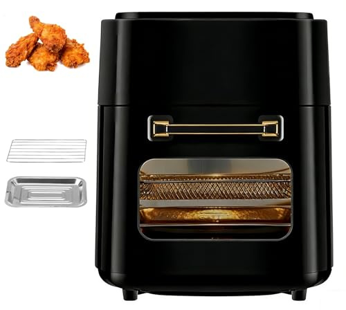 1400w Halogenugn, 15l Elektrisk Fritös Med 80-210°c Temperaturjustering & Visuellt Fönster & Digital Pekskärm, Multifunktionell Elektrisk Fritös För Kommersiella Hem Black