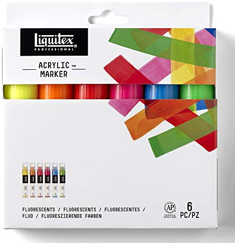Liquitex Professional 4690005 Paint Marker Set Wide Fluorescent Colours 6 Markers