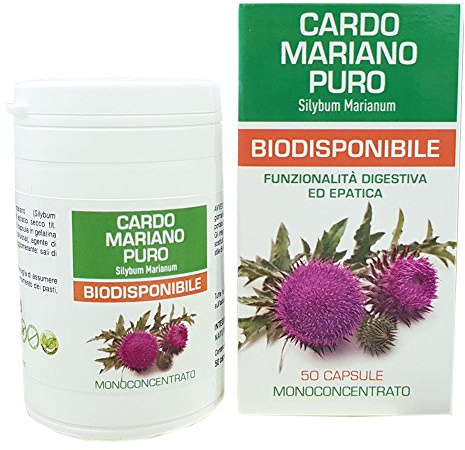 Cardo Mariano Puro Biodisponibile 50 Capsule – Silybum Marianum ad Alta Concentrazione – Supporto Fegato e Funzione Digestiva – Integratore Naturale Monoconcentrato – Naturpharma