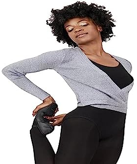 Capezio Damen Ribbed Knit Wrap Sweater Wickelpullover, Grau, M EU