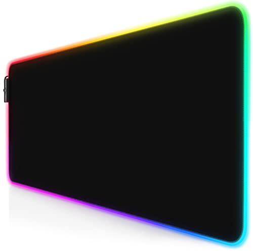 TITANWOLF - RGB Tappetino per Mouse da Gioco XXL - 800x300mm - 11 LED Colori e Effetti di Luce - Precisione e velocità - Lato Inferiore gommato - Lavabile