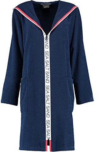 Cawö Bademäntel Damen Reißverschluss mit Kapuze Sea Salt Sand 3101 Navy - 133