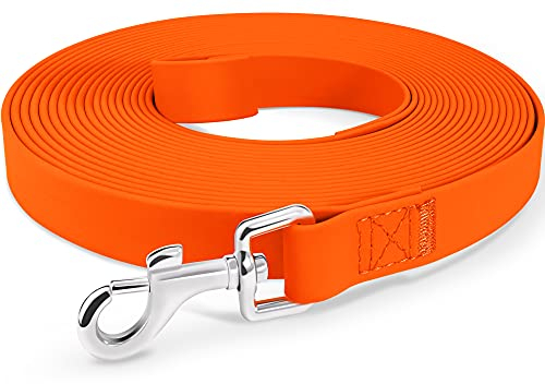 Joytale Wasserdichte Dressurleine, 5-20 m Länge, Griff für kleine bis große Hunde, Orange